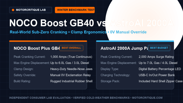 NOCO Boost Plus GB40 vs AstroAI 2000A Jump Starter Comparison Test