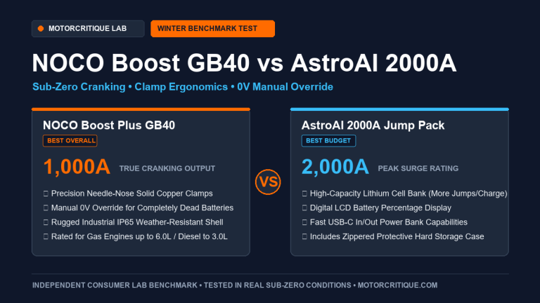NOCO Boost Plus GB40 vs AstroAI 2000A Jump Starter Comparison Test